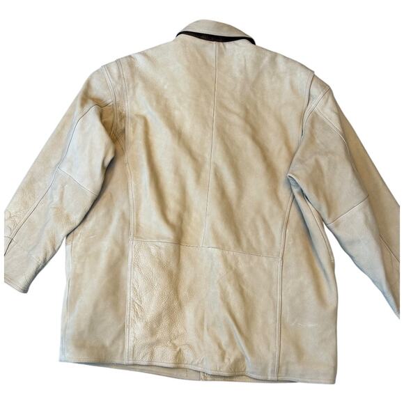 NWOT Mirage Men’s XXL Brushed Thick Creamy Tan Leather Field Coat, Barn Jacket - Picture 4 of 16